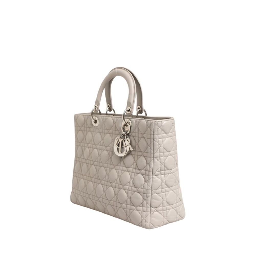 Christian Dior Lady Dior Large Grey Cannage Lambskin Women's Bag - Picture 2 of 6